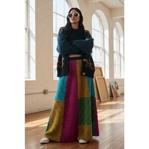 American Vintage Wool Cardigan Sweater Long Colorful Oversized Animal Print M